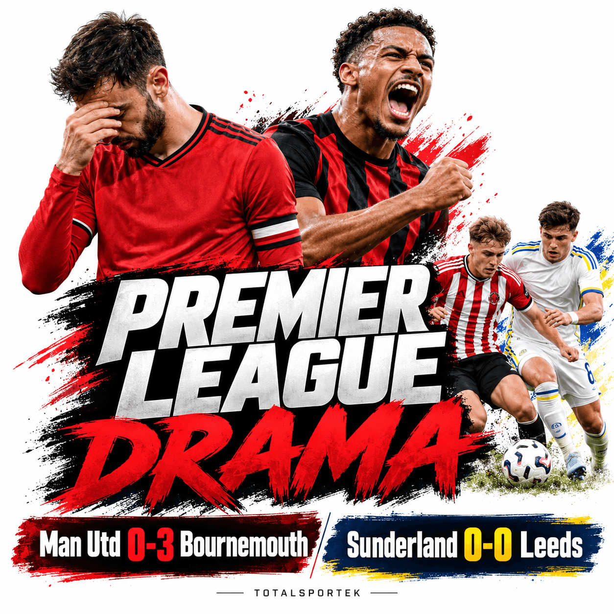 Premier League Drama as Manchester United Suffer Bournemouth Defeat and Sunderland Frustrate Leeds