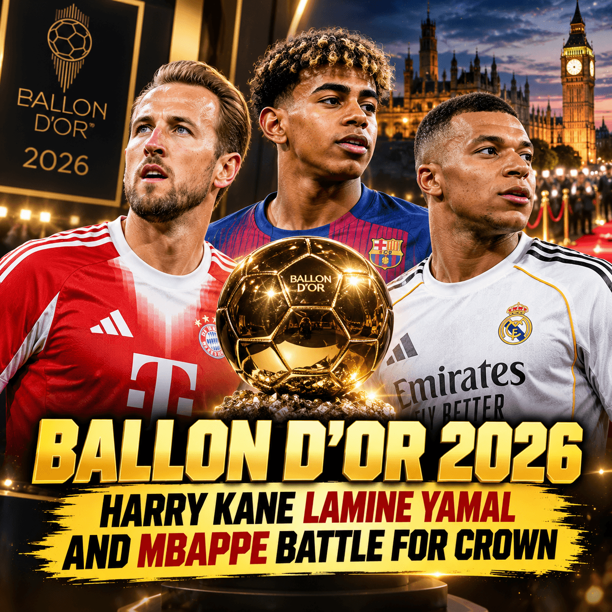 Ballon dOr 2026 Harry Kane Lamine Yamal and Mbappe Battle for Crown