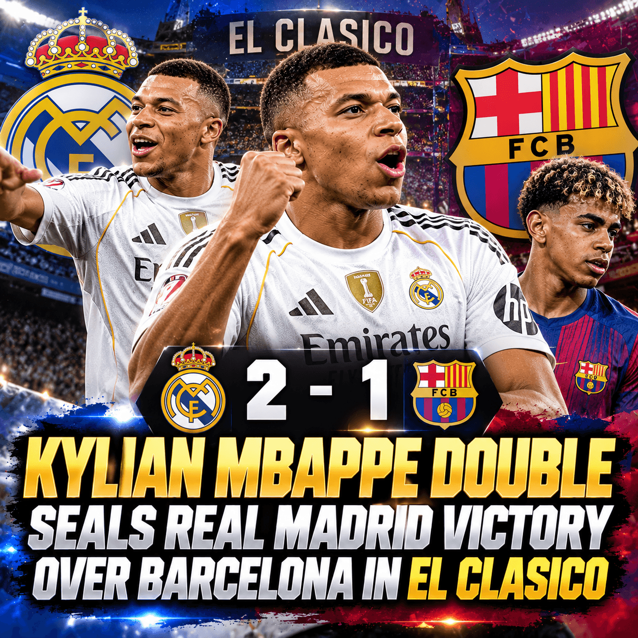 Kylian Mbappe Double Seals Real Madrid Victory Over Barcelona in El Clasico